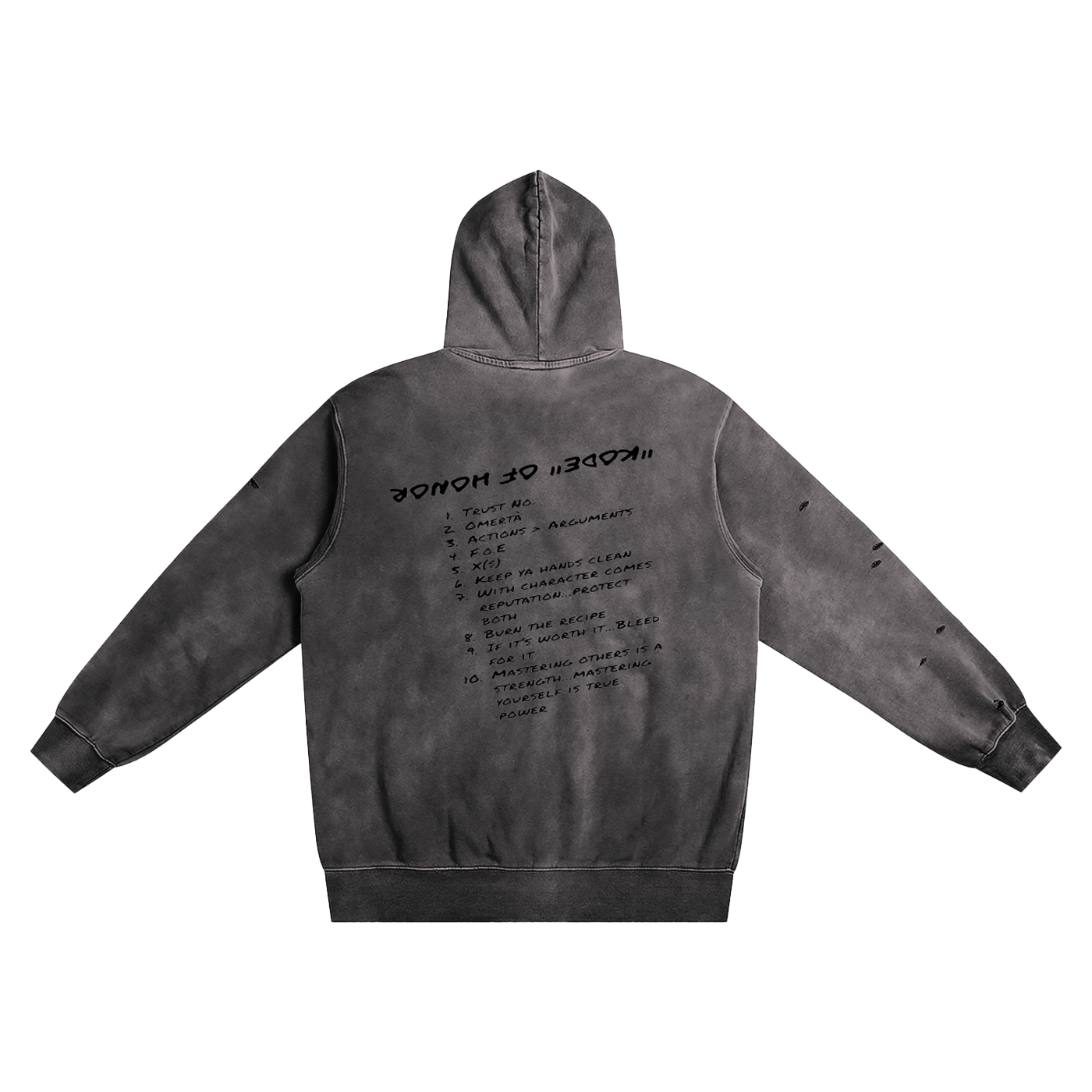 "Kode" of Honor - Distressed Vintage Wash Hoodie